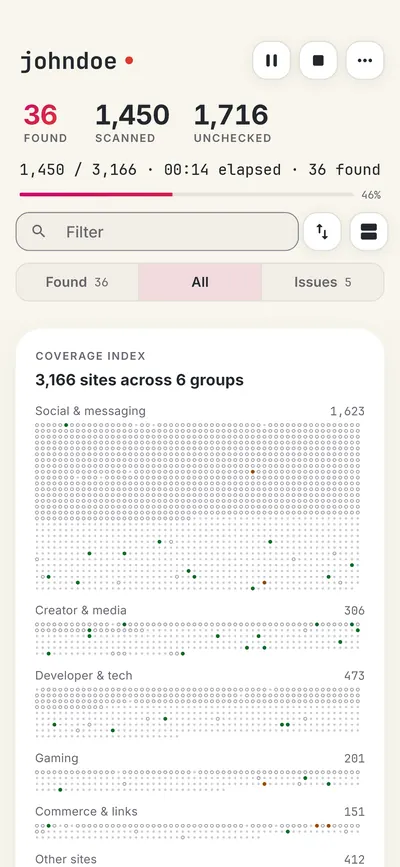 Android app scanning a username live